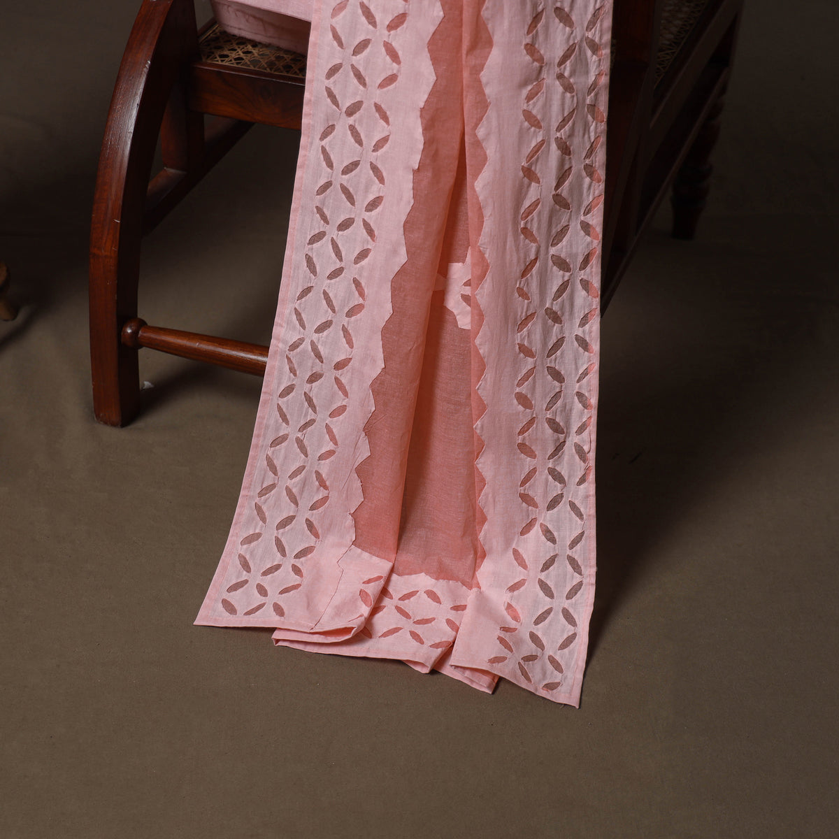 Applique Cutwork Cotton Unstitched Dress Material: Kurta, Bottom & Dupatta 38