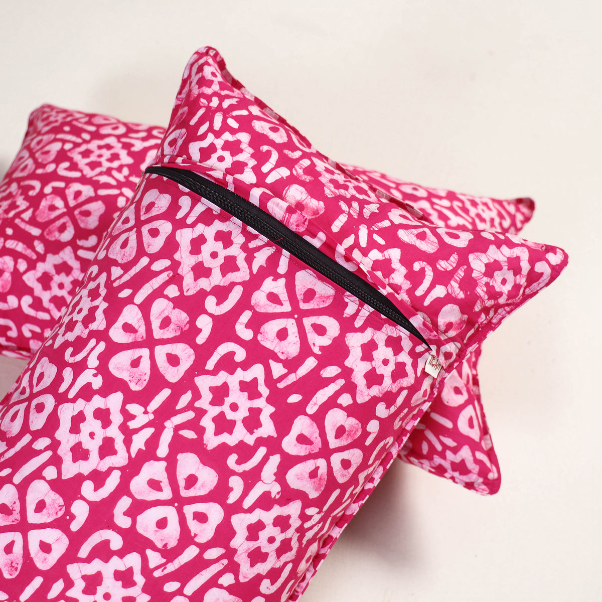 Pink - batik hand block print pillow covers (set of 2) 123