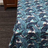 Blue - Jaipur Print Double Tagai Kantha Bed Cover 25