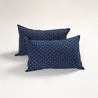 Blue - ajrakh hand block print pillow covers (set of 2) 124