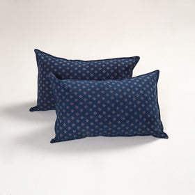 Blue - ajrakh hand block print pillow covers (set of 2) 124