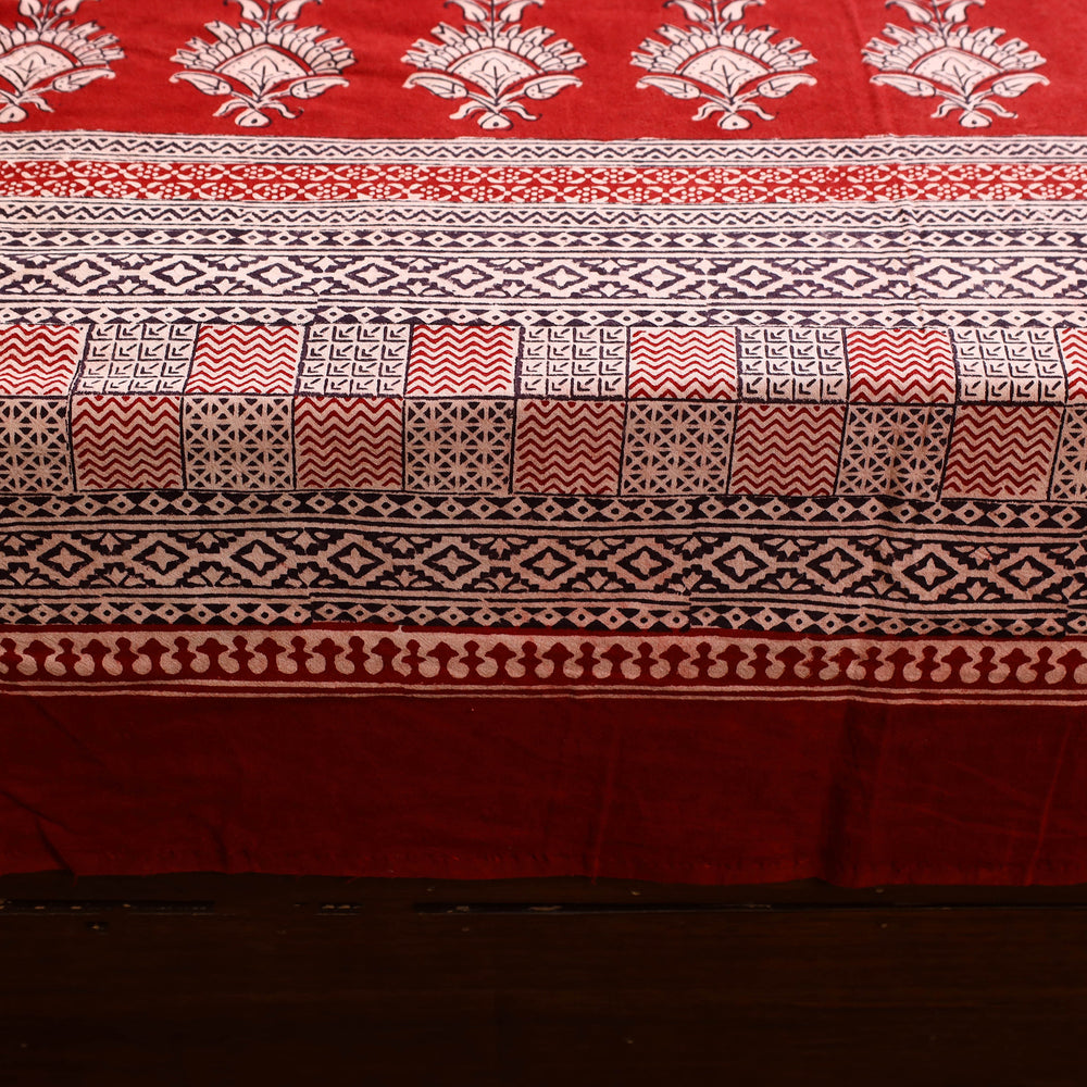 Red - Block Print Cotton Bagh Double Bed Sheet (108 x 90 in) 19