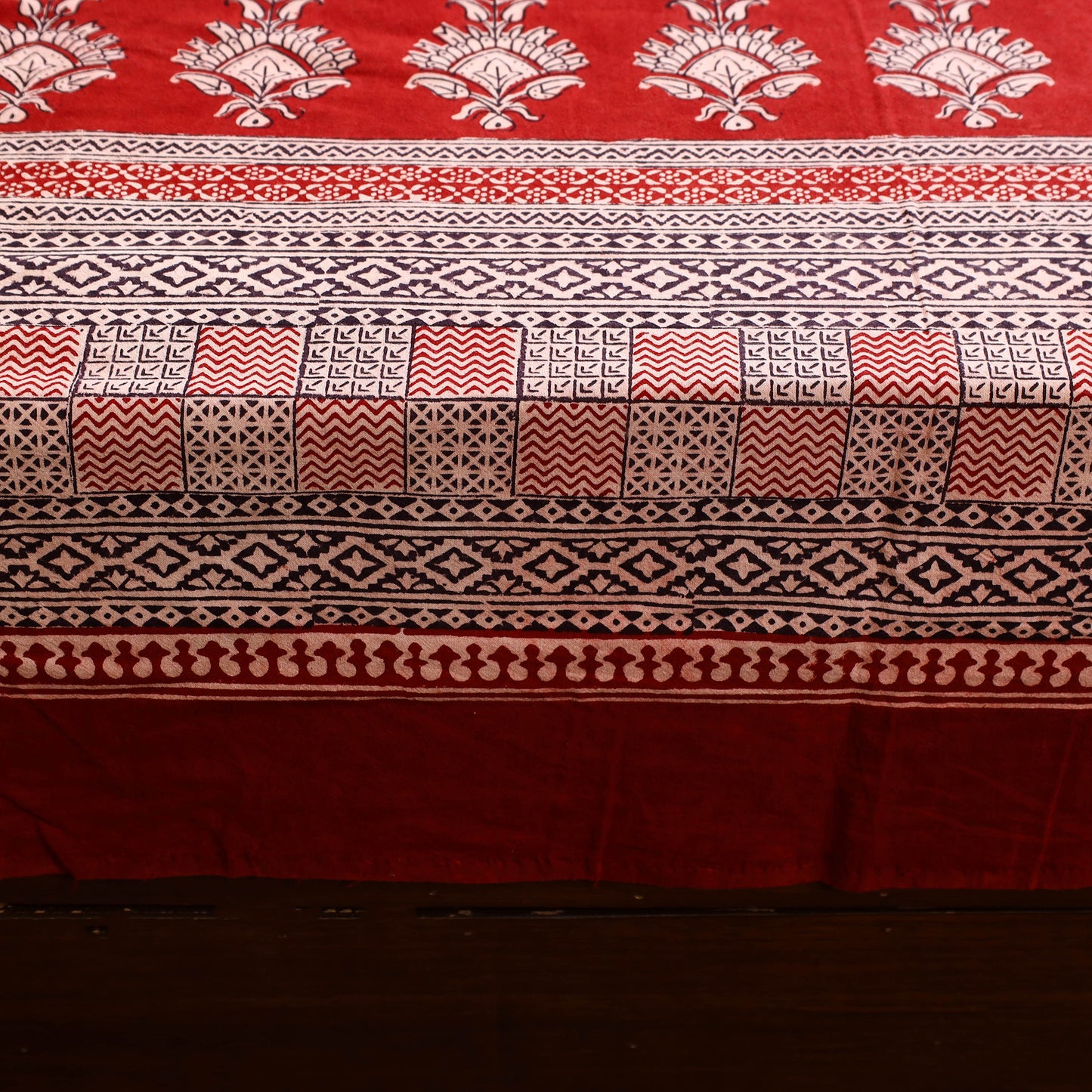 Red - Block Print Cotton Bagh Double Bed Sheet (108 x 90 in) 19