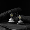 Yellow - saanjh bela leaves oxidised jhumka earrings