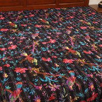 Black - Jaipur Print Double Tagai Kantha Bed Cover 26