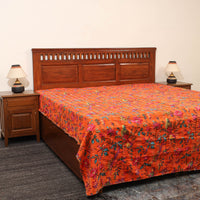 Orange - Jaipur Print Double Tagai Kantha Bed Cover 27