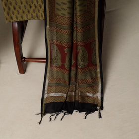 Bagh Hand Block Print Natural Dyed Chanderi Silk 3pc Unstitched Dress Material Suit Set 45