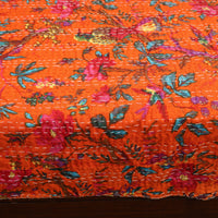 Orange - Jaipur Print Double Tagai Kantha Bed Cover 27