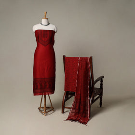 Bagh Hand Block Print Natural Dyed Chanderi Silk 3pc Unstitched Dress Material Suit Set 46