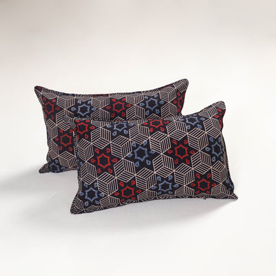 Multicolor - ajrakh hand block print pillow covers (set