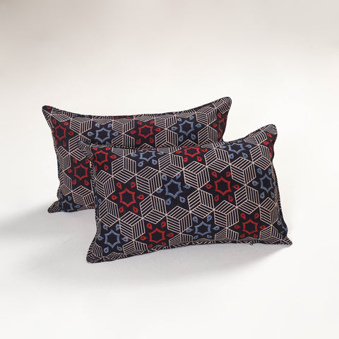 Multicolor - Ajrakh Hand Block Print Pillow Covers (Set of 2) 126