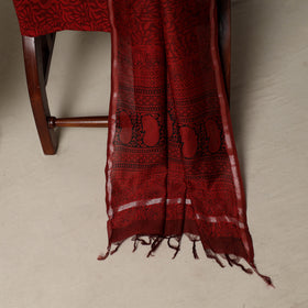 Bagh Hand Block Print Natural Dyed Chanderi Silk 3pc Unstitched Dress Material Suit Set 46