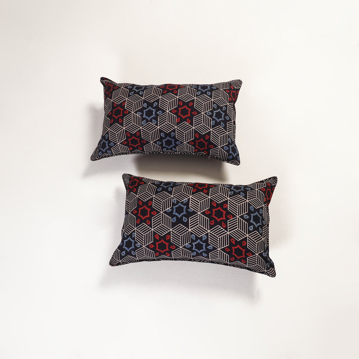 Multicolor - ajrakh hand block print pillow covers (set