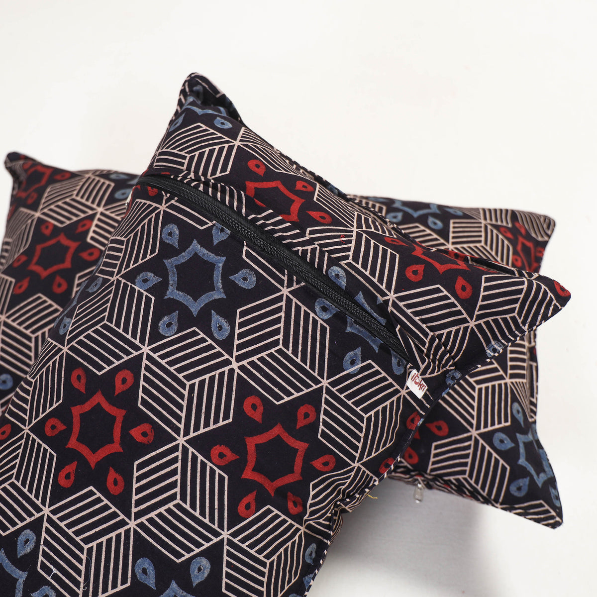 Multicolor - ajrakh hand block print pillow covers (set