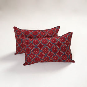 Red - ajrakh hand block print pillow covers (set of 2) 127