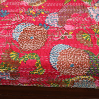 Pink - Jaipur Print Double Tagai Kantha Bed Cover 29