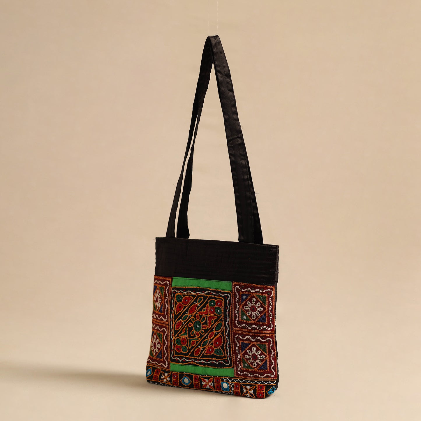 Handmade Mashru Silk Kutch Embroidery Sling Bag 06