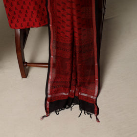 Bagh Hand Block Print Natural Dyed Chanderi Silk 3pc Unstitched Dress Material Suit Set 47
