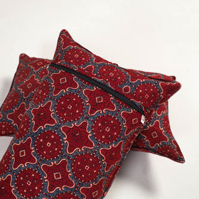 Red - ajrakh hand block print pillow covers (set of 2) 127