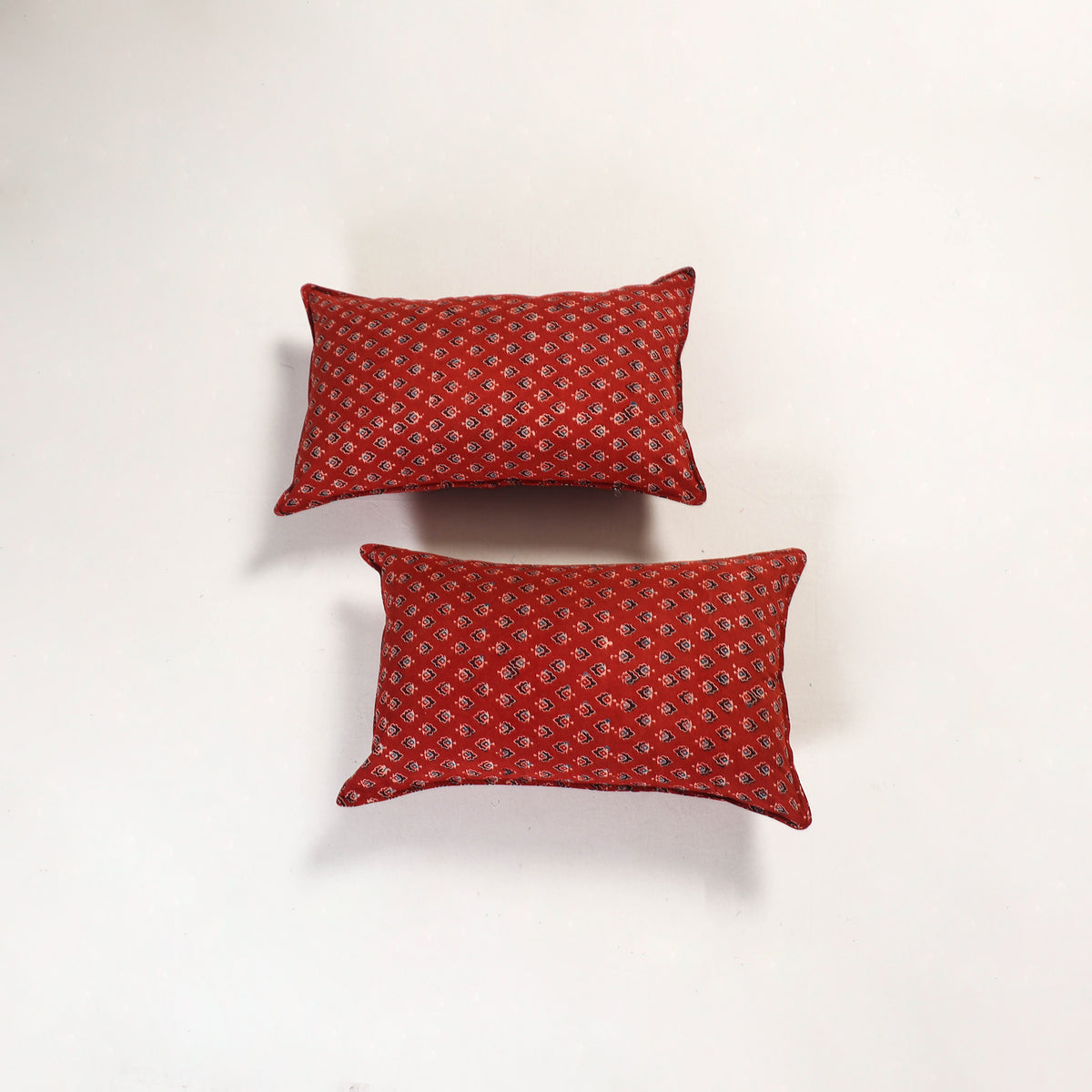 Red - ajrakh hand block print pillow covers (set of 2) 128