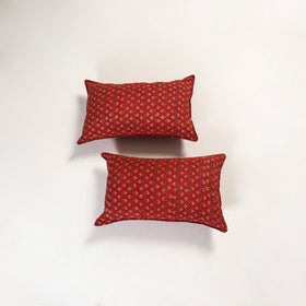 Red - ajrakh hand block print pillow covers (set of 2) 128