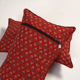 Red - ajrakh hand block print pillow covers (set of 2) 128