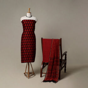 Bagh Hand Block Print Natural Dyed Chanderi Silk 3pc Unstitched Dress Material Suit Set 49