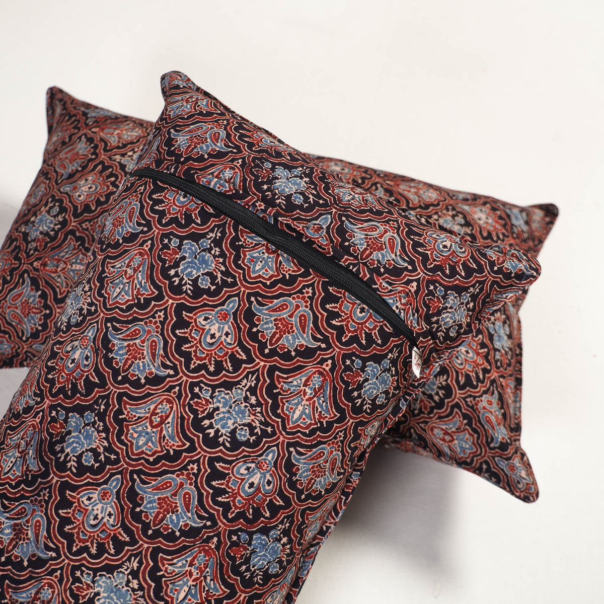 Multicolor - ajrakh hand block print pillow covers (set