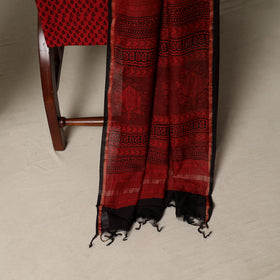 Bagh Hand Block Print Natural Dyed Chanderi Silk 3pc Unstitched Dress Material Suit Set 49