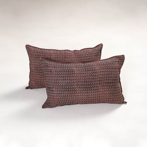 Brown - Ajrakh Hand Block Print Pillow Covers (Set of 2) 130