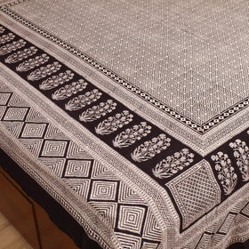 Black - Bagh Hand Block Print Cotton Double Bedsheet (108 x 90 in) 01