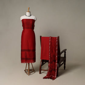 Bagh Hand Block Print Natural Dyed Chanderi Silk 3pc Unstitched Dress Material Suit Set 50