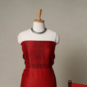 Bagh Hand Block Print Natural Dyed Chanderi Silk 3pc Unstitched Dress Material Suit Set 50