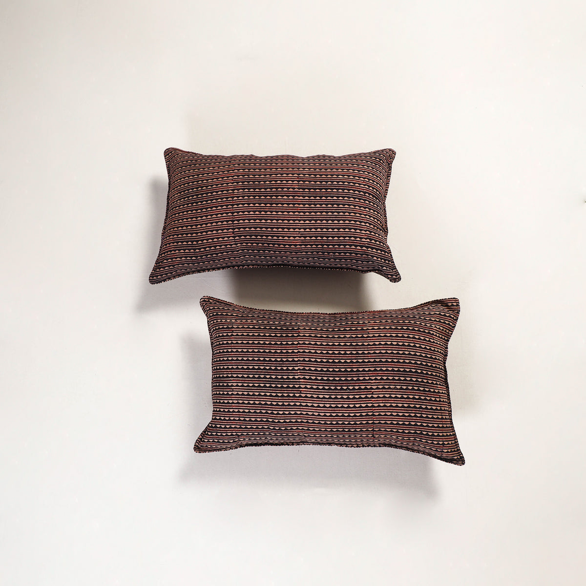 Brown - ajrakh hand block print pillow covers (set of 2)