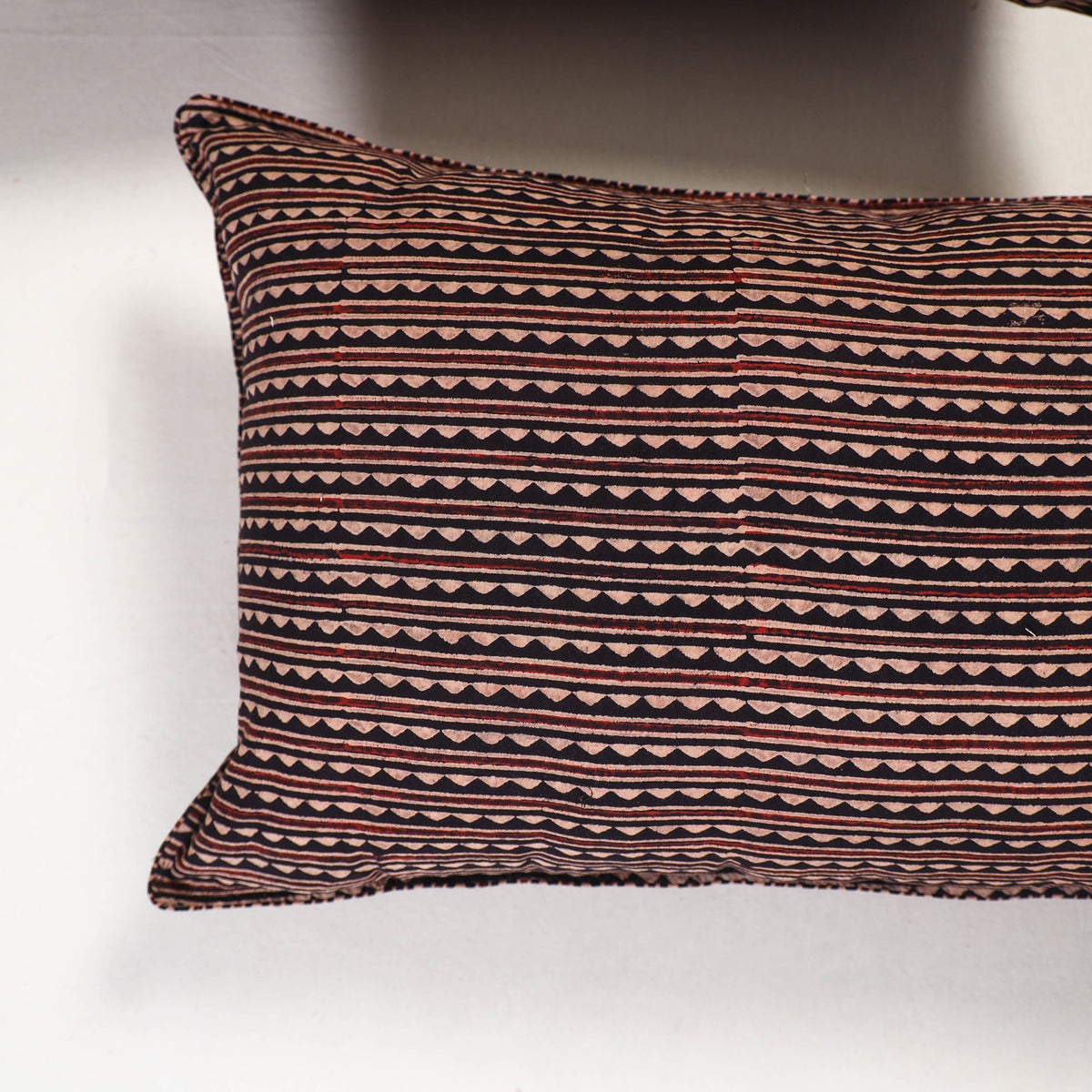 Brown - ajrakh hand block print pillow covers (set of 2)