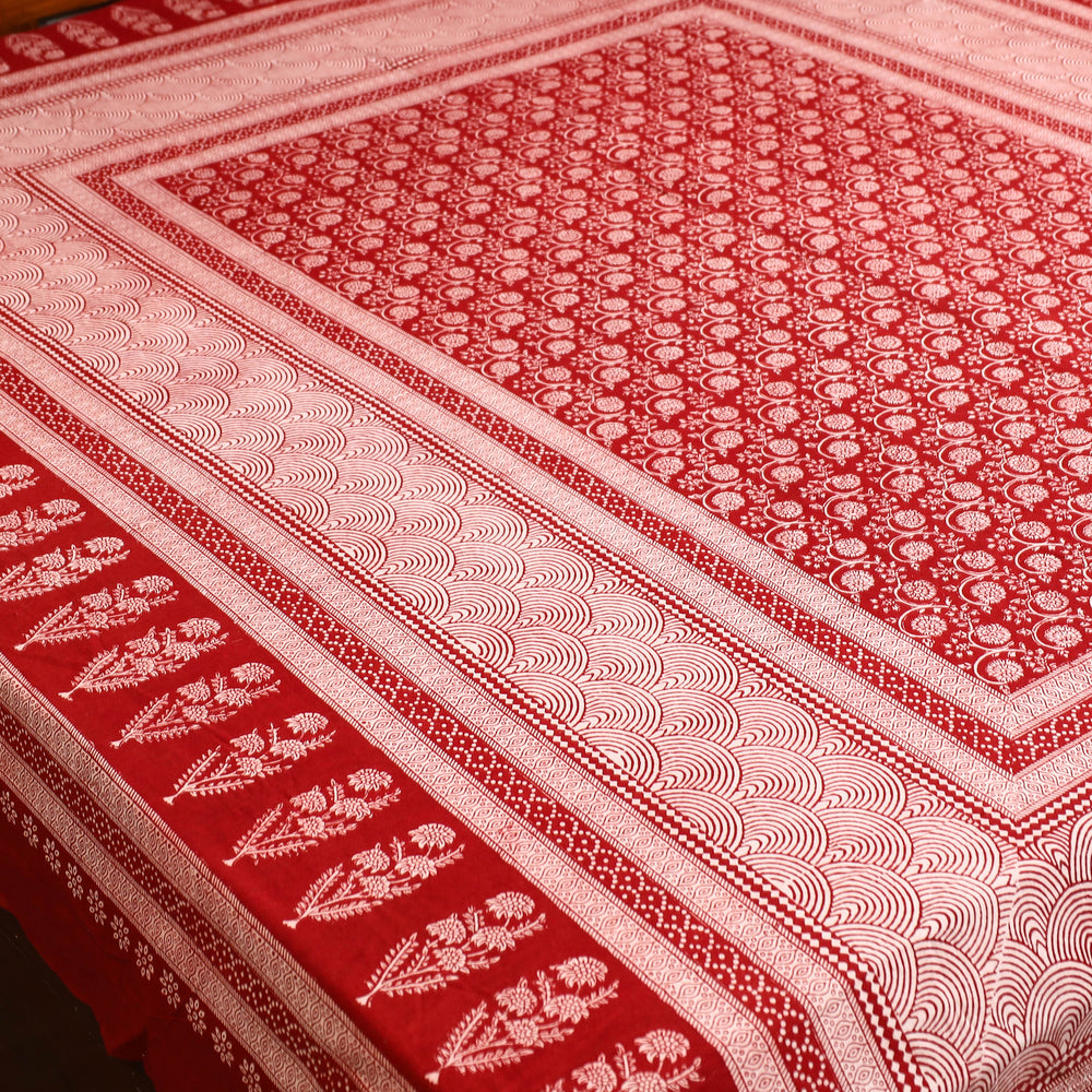 Red - Block Print Cotton Bagh Double Bed Sheet (108 x 90 in) 26