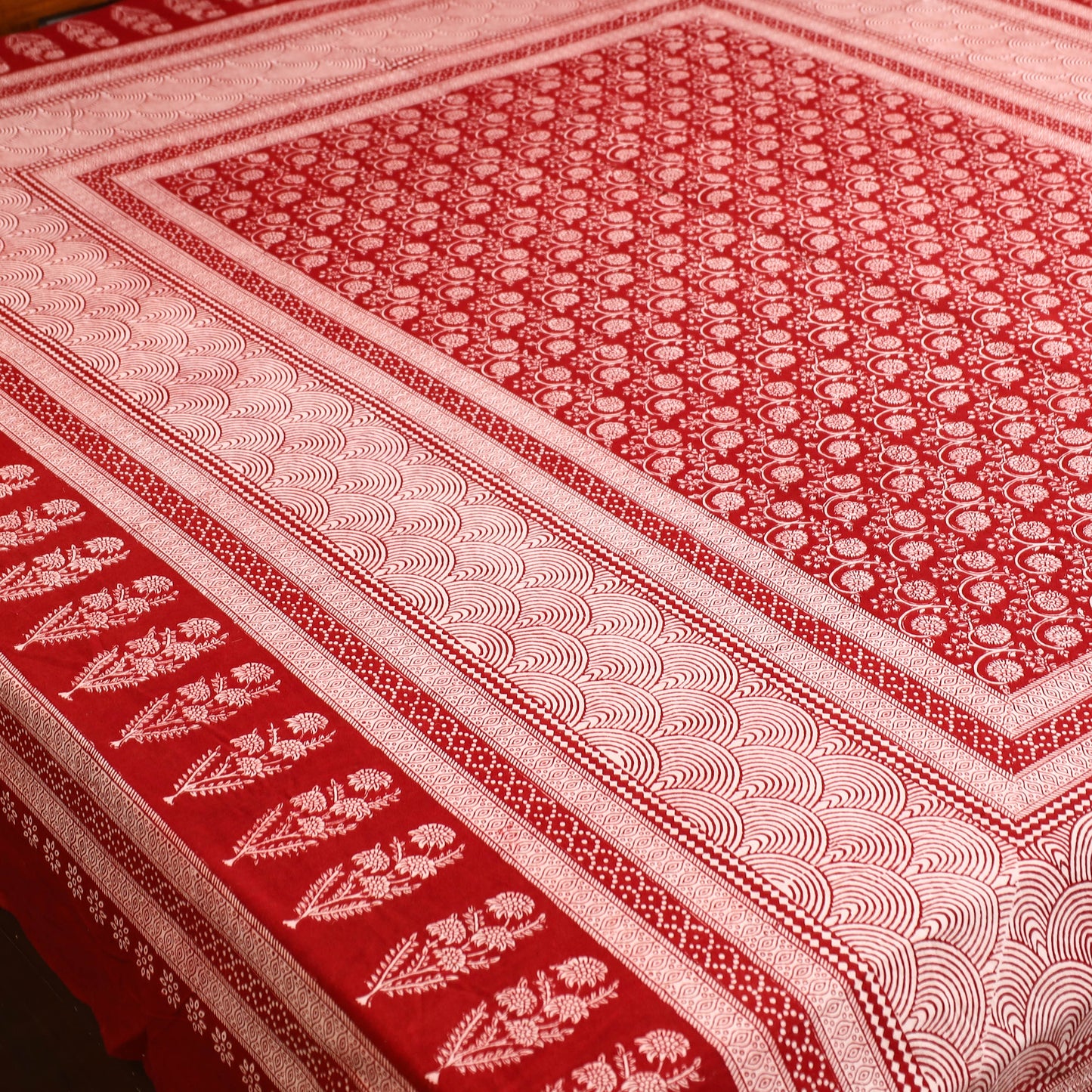 Red - Block Print Cotton Bagh Double Bed Sheet (108 x 90 in) 26