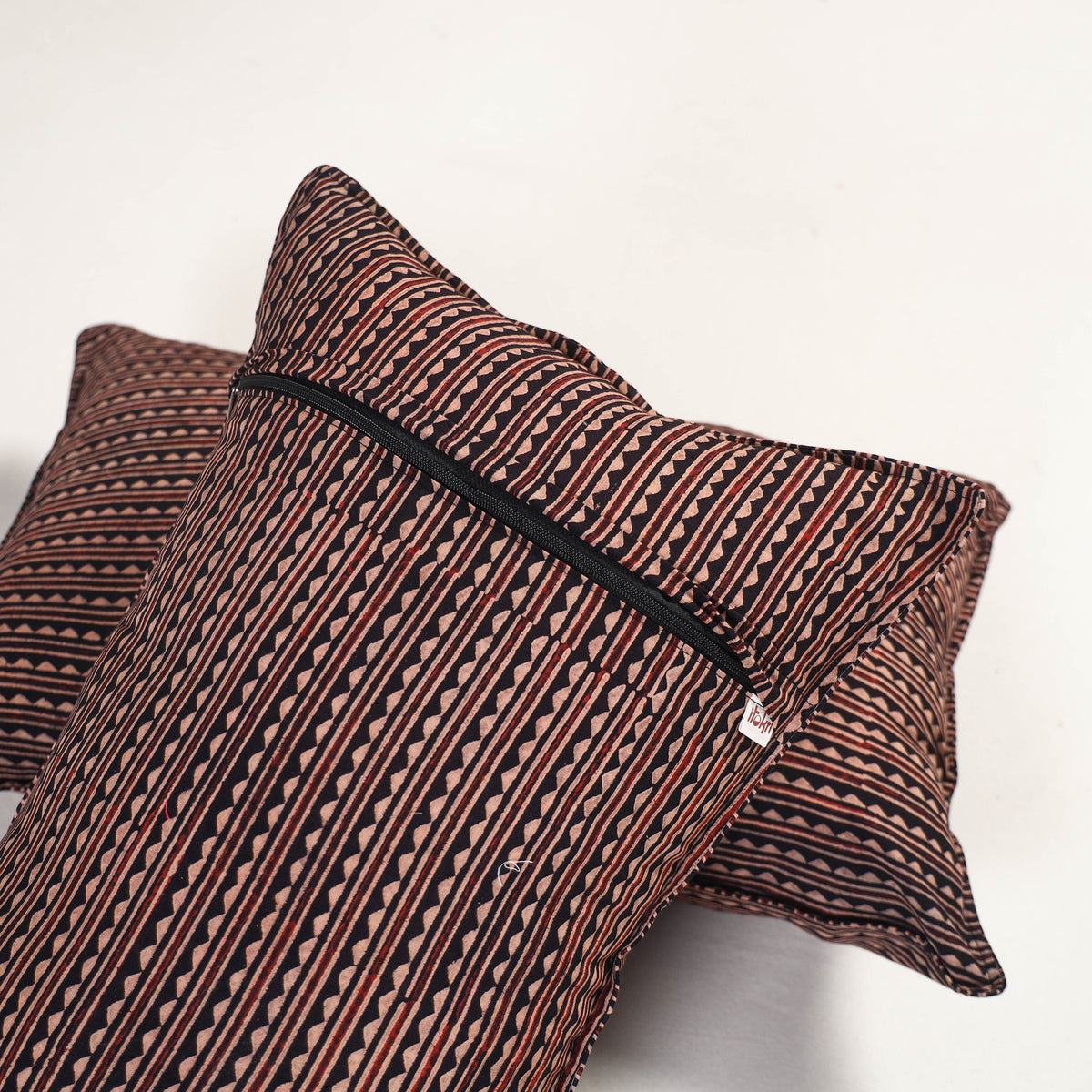 Brown - ajrakh hand block print pillow covers (set of 2)