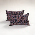Black - ajrakh hand block print pillow covers (set of 2)