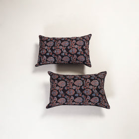 Black - ajrakh hand block print pillow covers (set of 2)