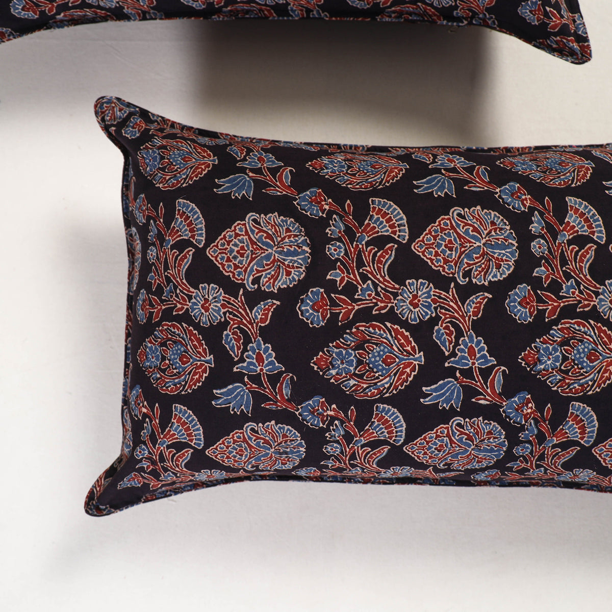 Black - ajrakh hand block print pillow covers (set of 2)