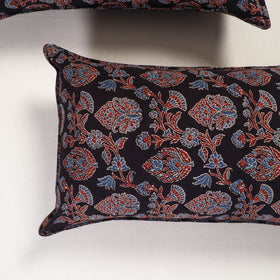 Black - ajrakh hand block print pillow covers (set of 2)