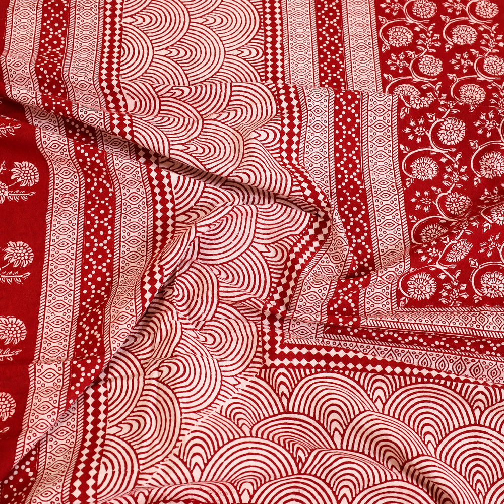 Red - Block Print Cotton Bagh Double Bed Sheet (108 x 90 in) 26