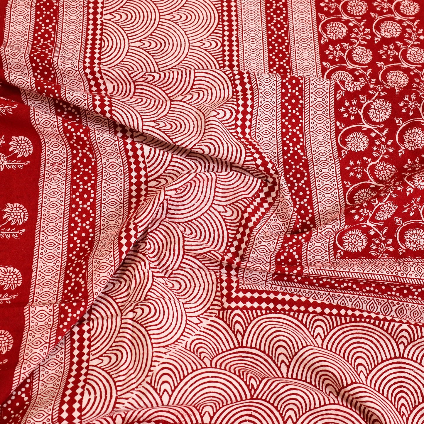 Red - Block Print Cotton Bagh Double Bed Sheet (108 x 90 in) 26