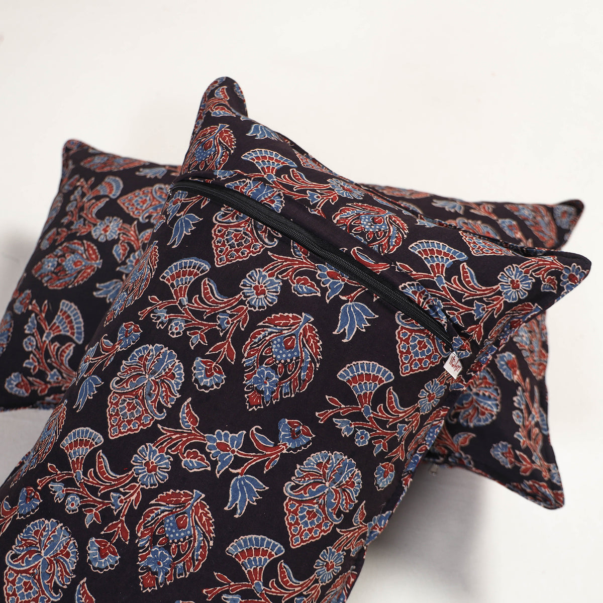 Black - ajrakh hand block print pillow covers (set of 2)