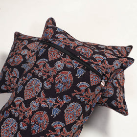 Black - ajrakh hand block print pillow covers (set of 2)