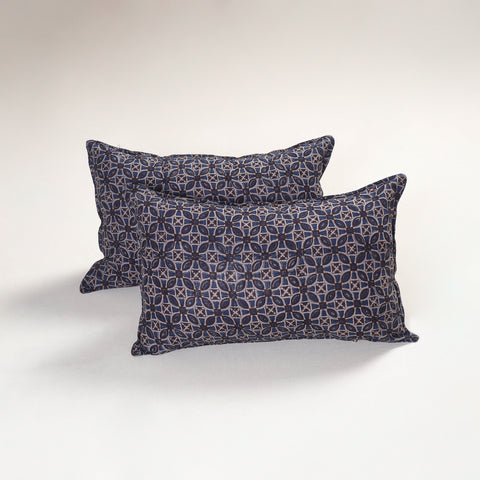 Blue - Ajrakh Hand Block Print Pillow Covers (Set of 2) 132