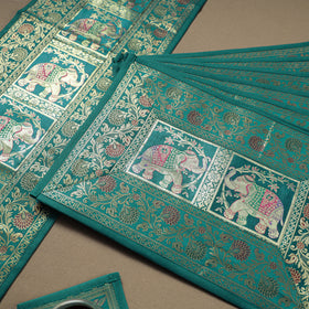 Brocade Banarasi Silk Dining Table Linen with 1 Runner, 6 mats and 6 coasters 11