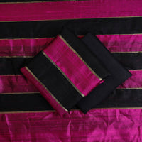 Black - 3pc Bhagalpuri Handloom Tussar Silk Dress Material 11