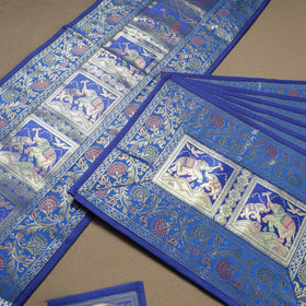 13pc Dining Table Linen Set in Brocade Banarasi Silk 01